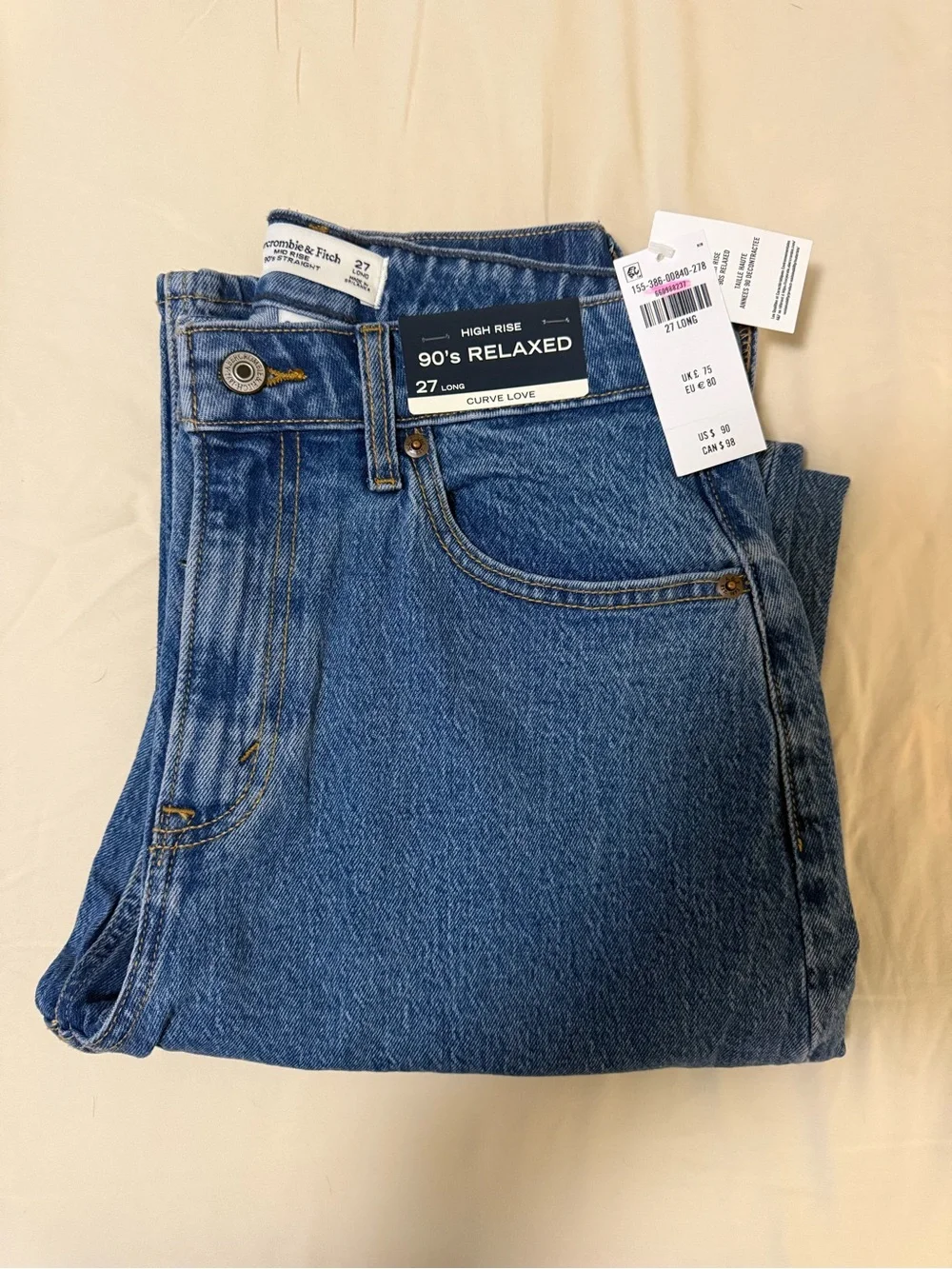 Abercrombie Curve Love 90's Relaxed Fit high rise women’s Jeans - Picture 5 of 14